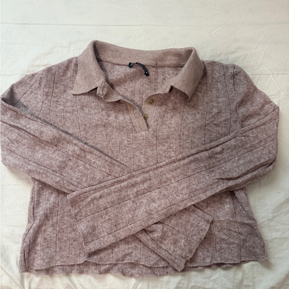 Zara Women's V-Neck Sweater in Light Brown